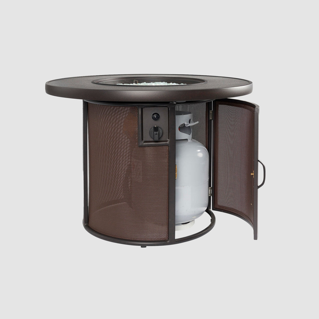 Brown Stonefire Round Gas Fire Pit Table