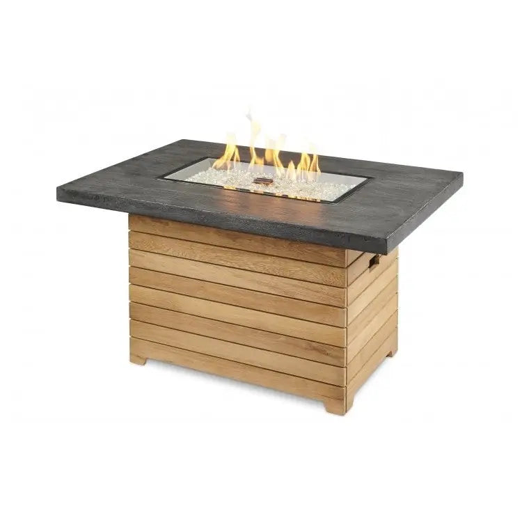 Darien Gas 42" Fire Pit Table with Teak Base & Crystal Fire® Burner
