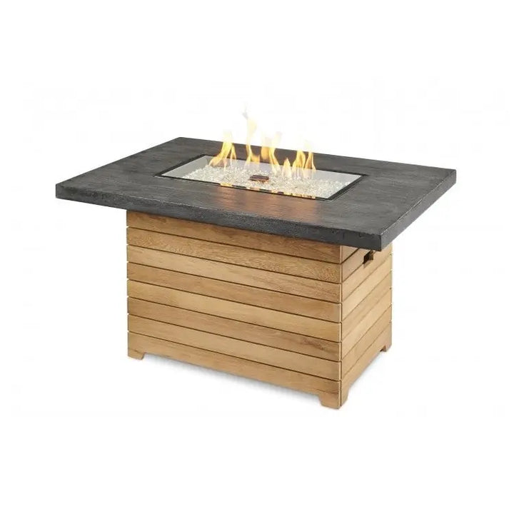 Darien Gas 42" Fire Pit Table with Teak Base & Crystal Fire® Burner