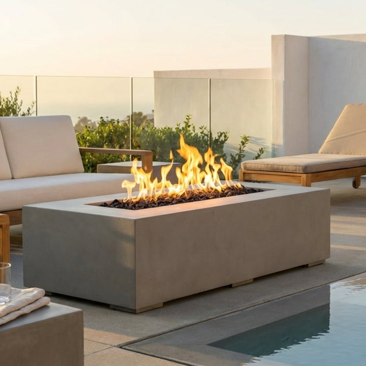 SONOMA 56 Rectangular Outdoor Fire Pit, 56x30x16 Concrete Gas Fire Feature