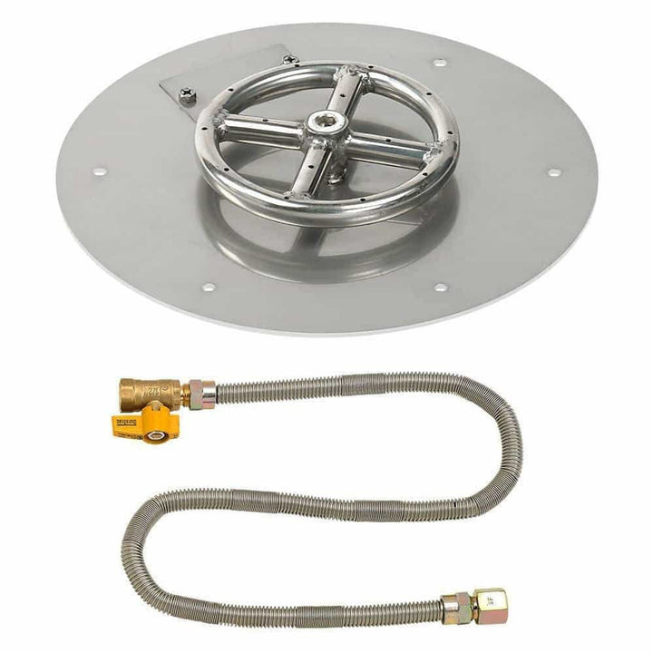 American Fire Glass Round Flat Fire Pit Burner Pan Match Light Kit