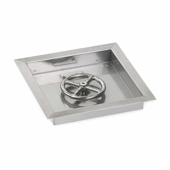 American Fire Glass Stainless Steel Square Drop-in Fire Pit Burner Pan