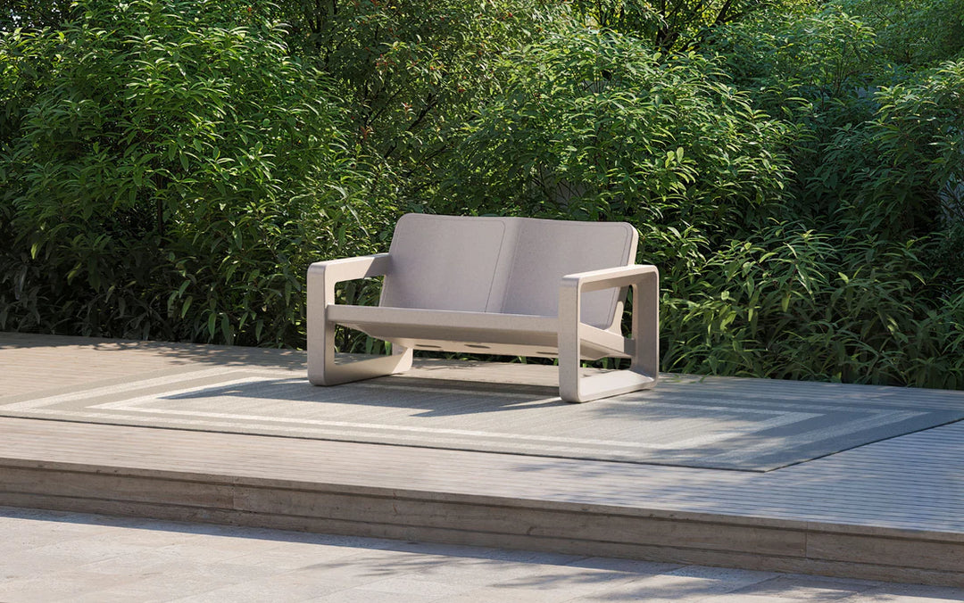 Deck Loveseat - Modern Outdoor Resin Loveseat for Patios, Porches & Pool Ledges