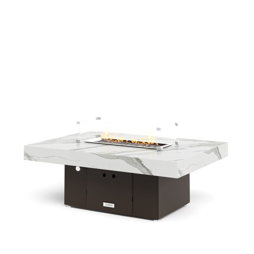 COOKE Santa Barbara Fire Pit Table 48" x 34" x 17" - White Marble porcelain