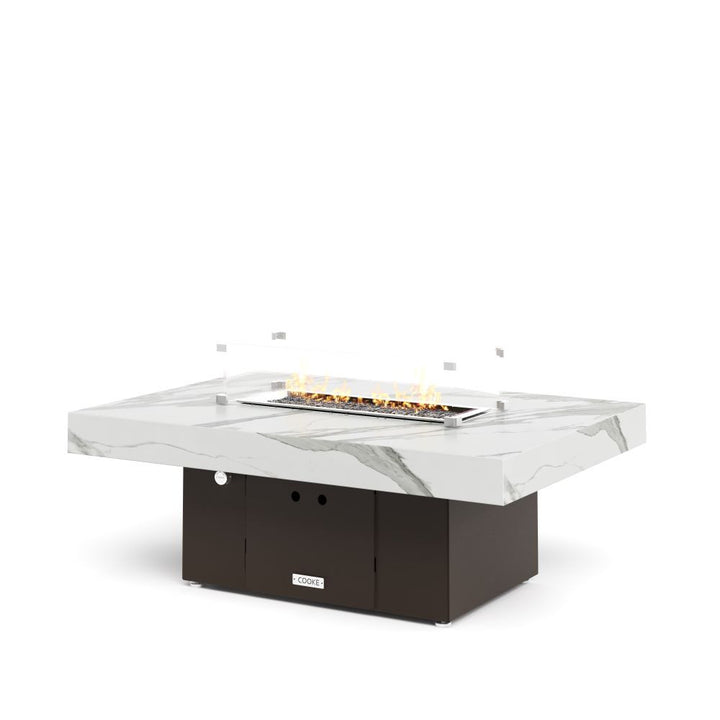 COOKE Santa Barbara Fire Pit Table 48" x 34" x 17" - White Marble porcelain