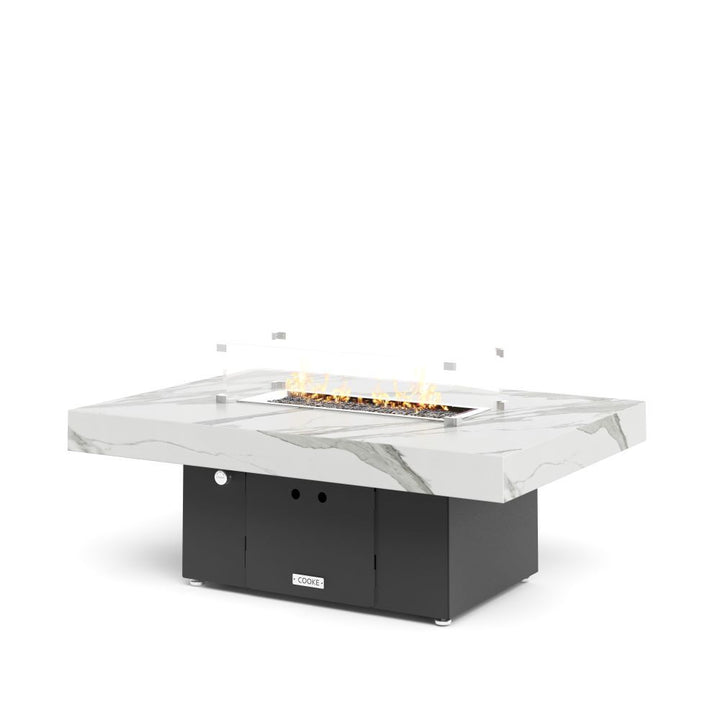 COOKE Santa Barbara Fire Pit Table 48" x 34" x 17" - White Marble porcelain
