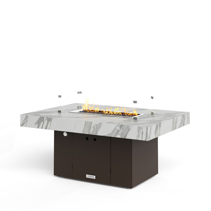 COOKE Santa Barbara Fire Pit Table 48" x 34" x 22" - White Marble porcelain