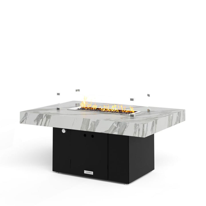 COOKE Santa Barbara Fire Pit Table 48" x 34" x 22" - White Marble porcelain