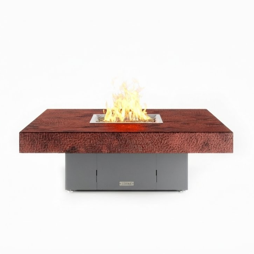 COOKE Santa Barbara Fire Pit Table 48" x 48" x 17" - Hammered Copper Top