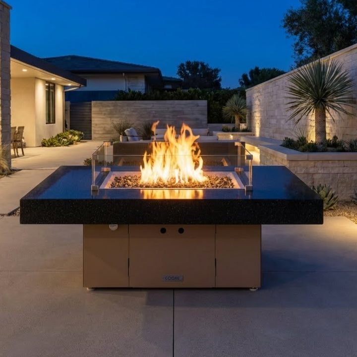 COOKE Santa Barbara Fire Pit Table 48" x 48" x 17" - Stone Top - XL Pan