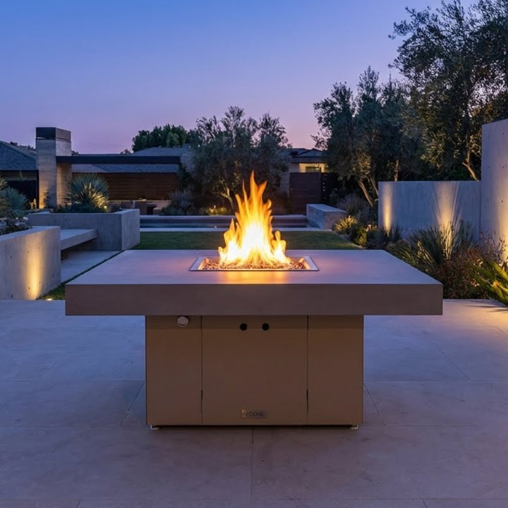 COOKE Santa Barbara Fire Pit Table 48" x 48" x 21" - Aluminum Top