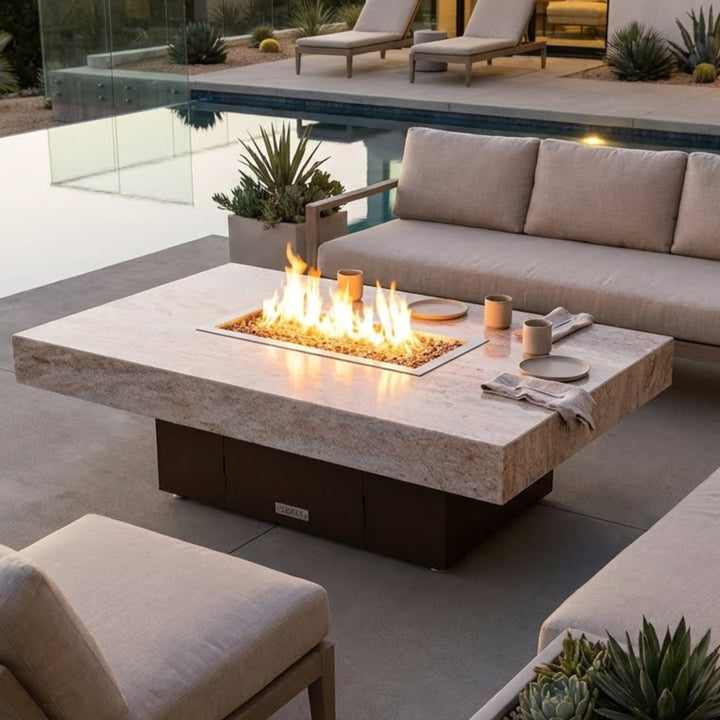 COOKE Santa Barbara Fire Pit Table 52" x 36" x 17"- Stone Top