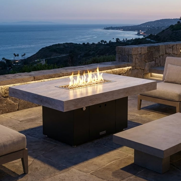 COOKE Santa Barbara Fire Pit Table 52" x 36" x 21" - Stone Top