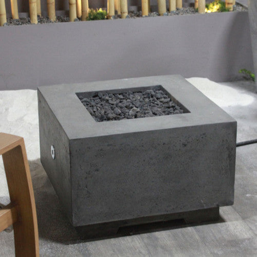 Scatola 2 – 24" Square Pedestal Fire Bowl, Handcrafted Pewter Finish – Propane or Natural Gas