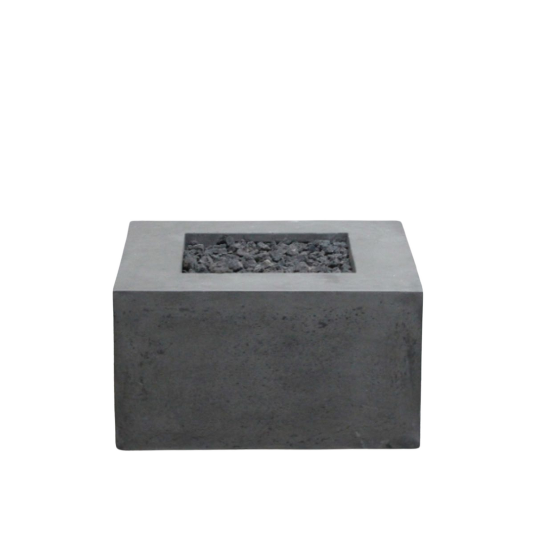 Scatola 2 – 24" Square Pedestal Fire Bowl, Handcrafted Pewter Finish – Propane or Natural Gas