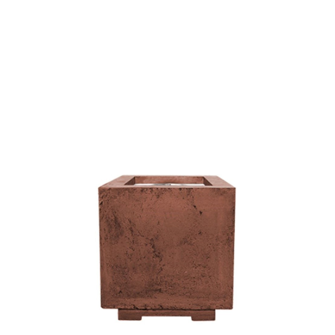 Scatola 2 – 24" Square Pedestal Fire Bowl, Handcrafted Pewter Finish – Propane or Natural Gas