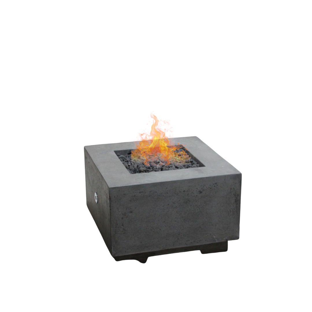 Scatola 2 – 24" Square Pedestal Fire Bowl, Handcrafted Pewter Finish – Propane or Natural Gas