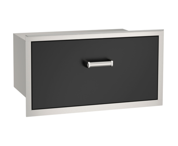 Fire Magic 53830BSC Echelon Black Flush-Mounted Large Utility Drawer for Outdoor Kitchens