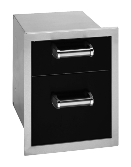 Fire Magic 53802BSC Echelon Black Flush-Mounted Double Storage Drawer with Utensil Bin
