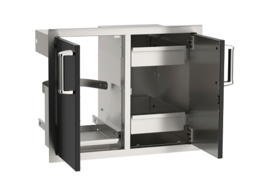 Fire Magic 53930BSC-12 Echelon Black Flush-Mounted Double Doors with Slide-Out Trash Tray & Dual Drawers