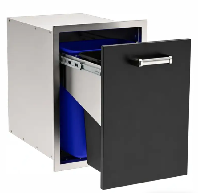 Fire Magic 53820BDSC Echelon Black Built-In Double Trash Cabinet for Outdoor Kitchens