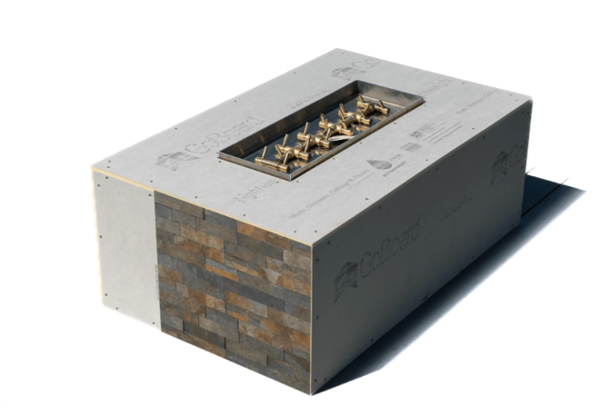 48" x 30" x 18" Rectangular Ready-to-Finish Tree-Style Fire Pit Kit with 22" Brass Burner