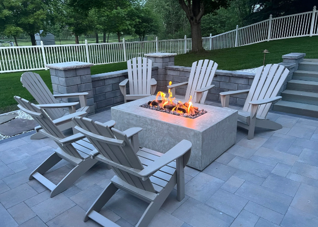 48" x 30" x 18" Rectangular Ready-to-Finish Tree-Style Fire Pit Kit with 22" Brass Burner