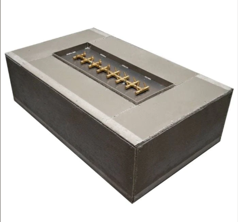 60" x 36" x 18" Rectangular Ready-to-Finish Tree-Style Fire Pit Kit with 30" Brass Burner