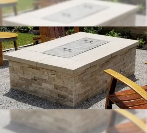 60" x 36" x 18" Rectangular Ready-to-Finish Tree-Style Fire Pit Kit with 30" Brass Burner