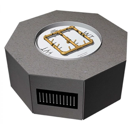 42" Octagonal Ready-to-Finish Round Fire Pit Kit 18" H with 13" Brass Burner