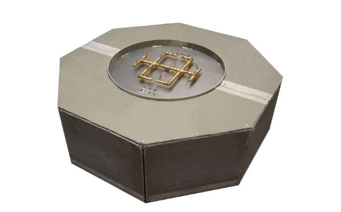 54" Octagonal Ready-to-Finish Fire Pit Kit 18" H with 17" Brass Burner