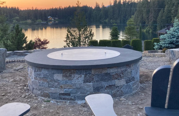 72" Round Ready-to-Finish Fire Pit Kit with CFB350 Brass Burner