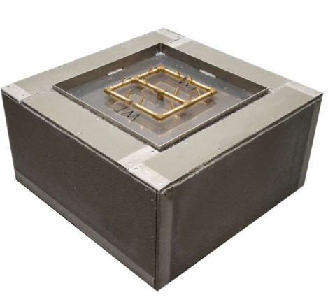 36" Square Ready-to-Finish Fire Pit Kit with CFB120 Brass Burner