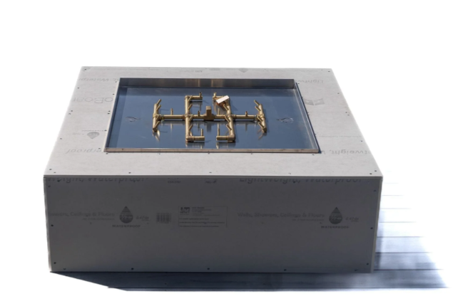 36" Square Ready-to-Finish Fire Pit Kit with CFB120 Brass Burner