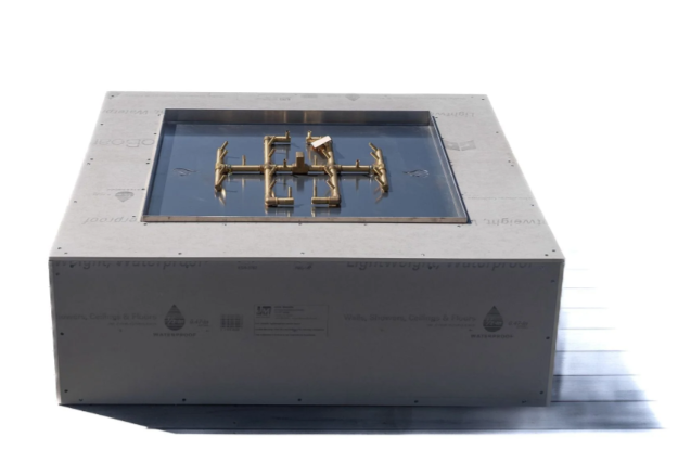 48" Square Ready-to-Finish Fire Pit Kit with CFB180 Brass Burner
