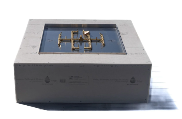 60" Square Ready-to-Finish Fire Pit Kit with CFB290 Brass Burner