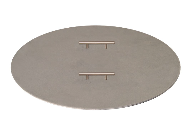 38" Circular Brushed Aluminum Fire Pit Cover + 2 Handles (Fits 36" Opening)