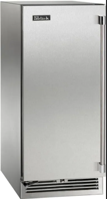 Perlick Signature Series 15-Inch Right-Hinge Outdoor Undercounter Beverage Center - Stainless Steel Solid Door - HP15BO-4-1R