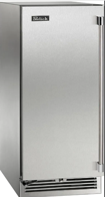 Perlick Signature Series 15-Inch Left-Hinge Outdoor Undercounted Beverage Center - Stainless Steel Solid Door - HP15BO-4-1L