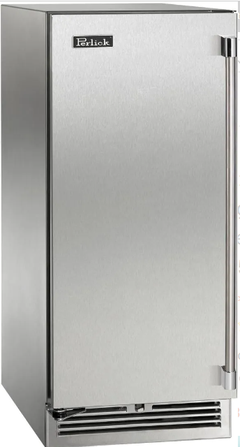 Perlick Signature Series 15-Inch Left-Hinge Outdoor Undercounted Wine Reserve - Stainless Steel Solid Door - HP15WO-4-1L