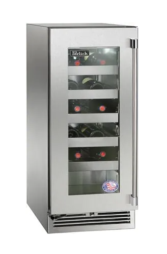 Perlick Signature Series 15-Inch Right-Hinge Outdoor Undercounted Wine Reserve - Stainless Steel Glass Door - HP15WO-4-3R