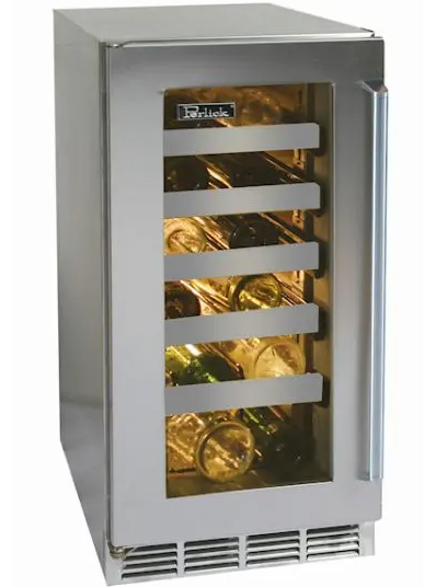 Perlick Signature Series 15-Inch Left-Hinge Outdoor Undercounter Wine Reserve - Panel Ready Glass Door - HP15WO-4-4L