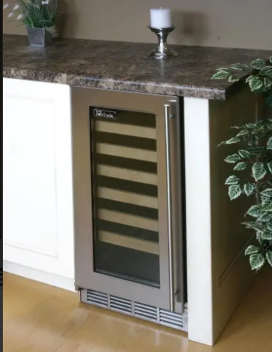 Perlick Signature Series 15-Inch Left-Hinge Outdoor Undercounter Wine Reserve - Panel Ready Glass Door - HP15WO-4-4L