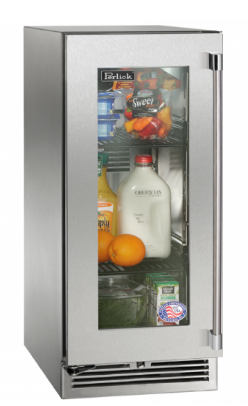 Perlick 15" Signature Series Outdoor Built-In Counter Depth Compact Refrigerator with 2.8 cu. ft. Capacity in Stainless Steel (HP15RM-4-1L)