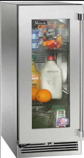 Perlick 15" Signature Series Outdoor Built-In Counter Depth Compact Refrigerator with 2.8 cu. ft. Capacity in Stainless Steel - HP15RM-4-3L