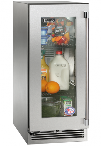 Perlick 15" Signature Series Outdoor Built-In Counter Depth Compact Refrigerator with 2.8 cu. ft. Capacity in Stainless Steel - HP15RM-4-3R