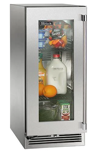 Perlick 15" Signature Series Outdoor Built-In Counter Depth Compact Refrigerator with 2.8 cu. ft. Capacity, with Glass Door in Panel Ready - HP15RM-4-4R