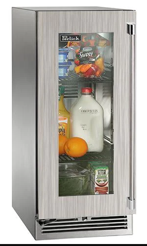 Perlick 15" Signature Series Outdoor Built-In Counter Depth Compact Refrigerator with 2.8 cu. ft. Capacity, with Glass Door in Panel Ready - HP15RM-4-4R