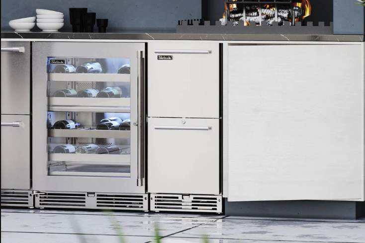 Perlick 15-Inch Signature Series Outdoor Built-In Counter Depth Drawer Refrigerator with 2.8 cu. ft. Capacity in Stainless Steel - HP15RM-4-5
