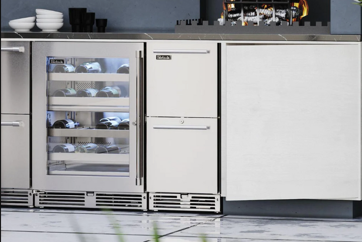 Perlick 15-Inch Signature Series Outdoor Built-In Counter Depth Drawer Refrigerator with 2.8 cu. ft. Capacity in Stainless Steel - HP15RM-4-5